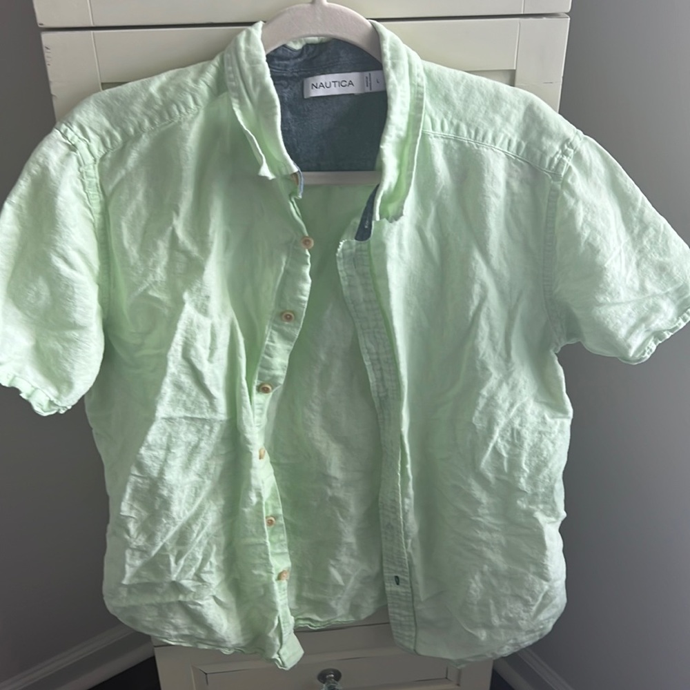 Green short sleeve button down. Nautica